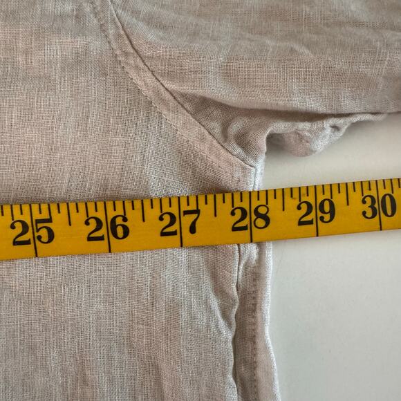 CP SHADES Blouse Large Gigi 100% Linen Two Button Placket Front Crop NWOT - Picture 11 of 12